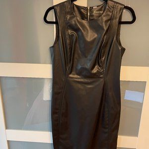 Calvin Klein- Faux Leather Black Dress